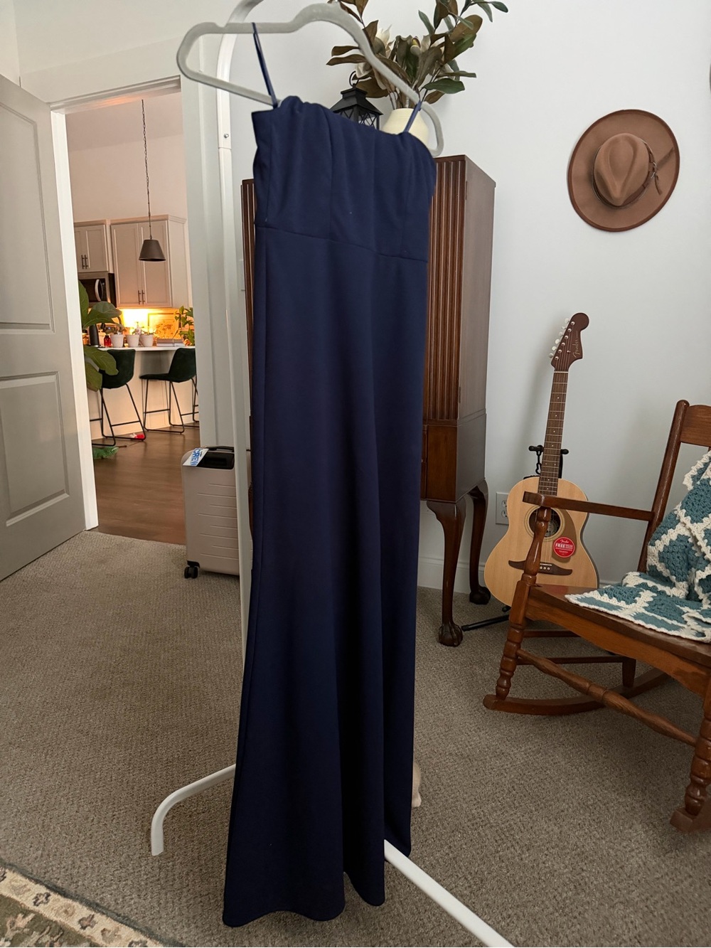 BHLDN Navy Strapless Floor-Length Evening Dress